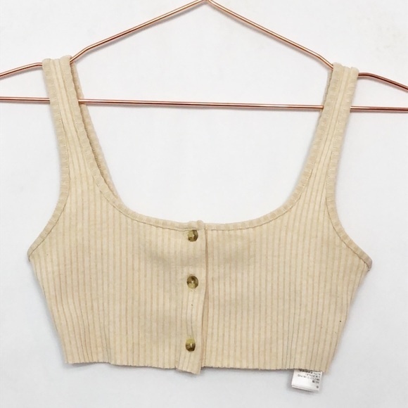 Topshop Tops - Topshop Micro Crop Rib Knit Button Down Tank New Condition 0 22D
